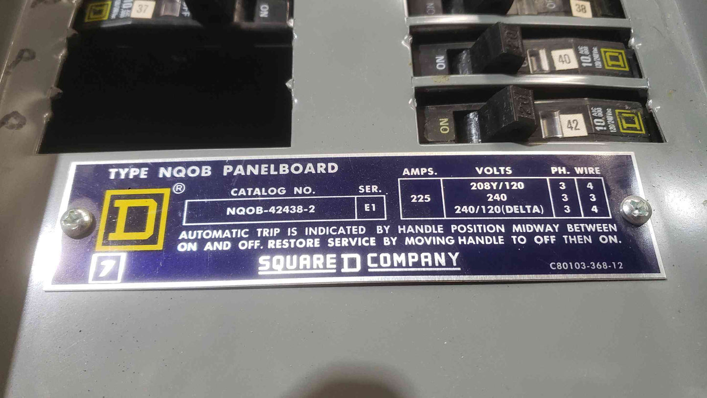 Square D 225A NQOB 208Y/120 3PH 4W Panelboard NQOB-42438-2 (SKU: 112652)