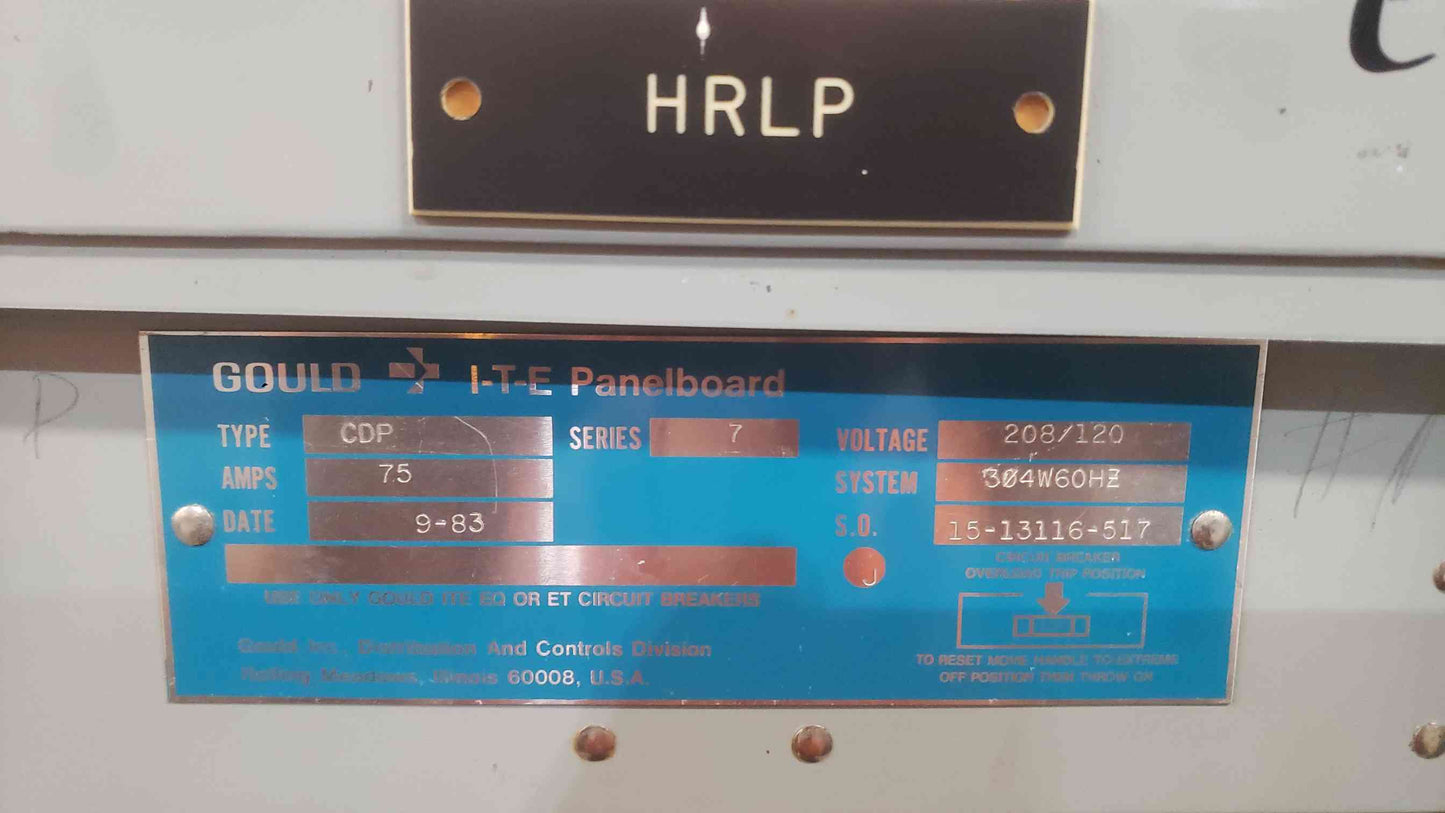 Gould I-TE CDP Series 7 Panelboard 208/120V 3PH 75A w/ ASCO 920 Remote Control Switch 92037530X (SKU: 112779)