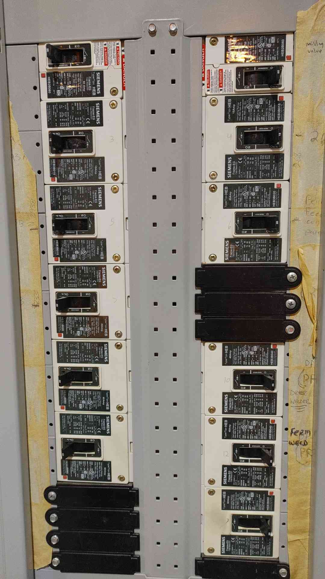 Siemens P3 Power Panelboard | 250A Max | 480V 3-Phase 3-Wire | P3F56ML250ATS | Includes HEB Breakers(SKU: 112765)