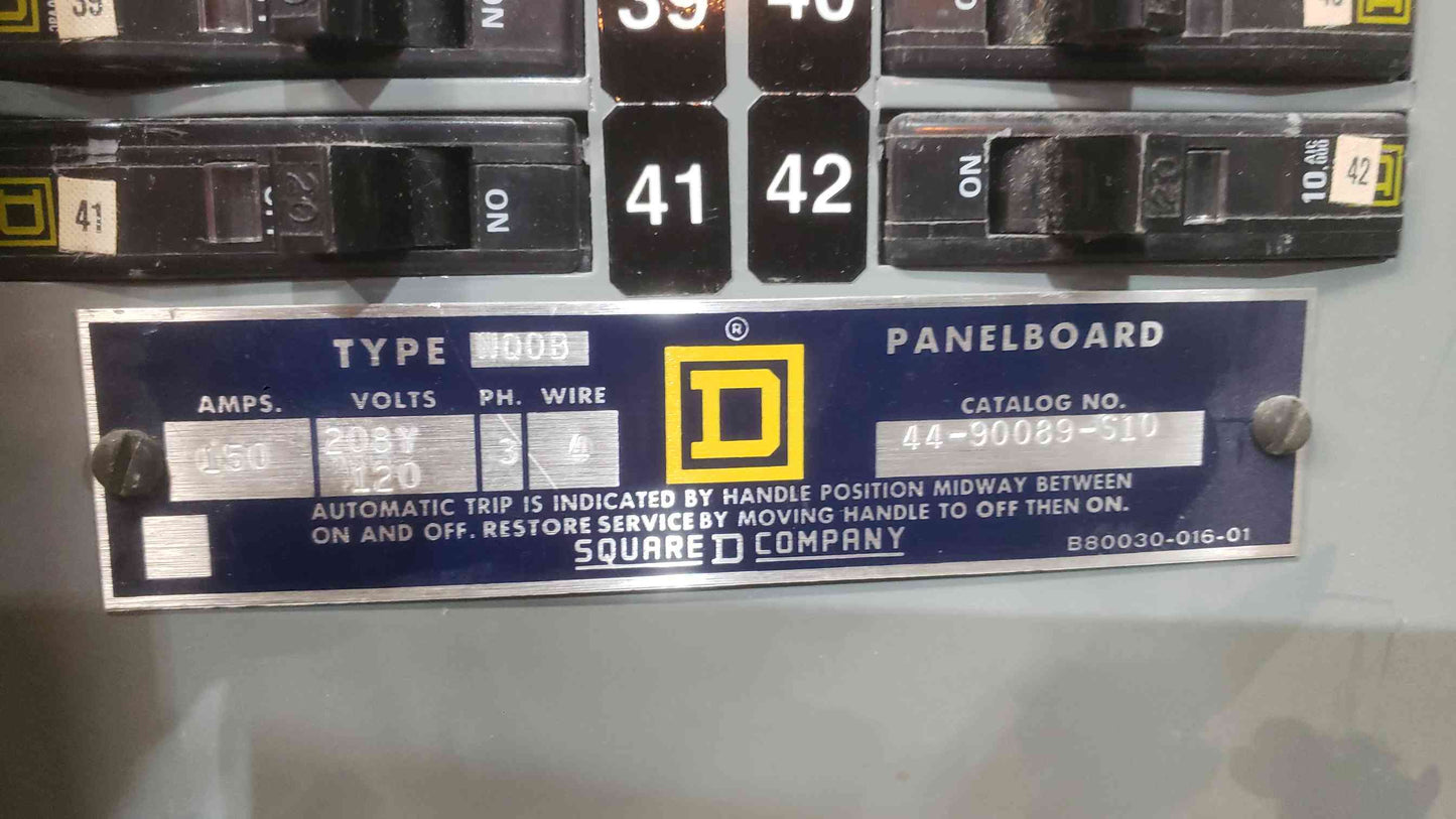 Square D NQOD Panelboard 150A 208Y/120V 3PH 4W 42-Space Panel with QO Breakers (SKU: 112790)
