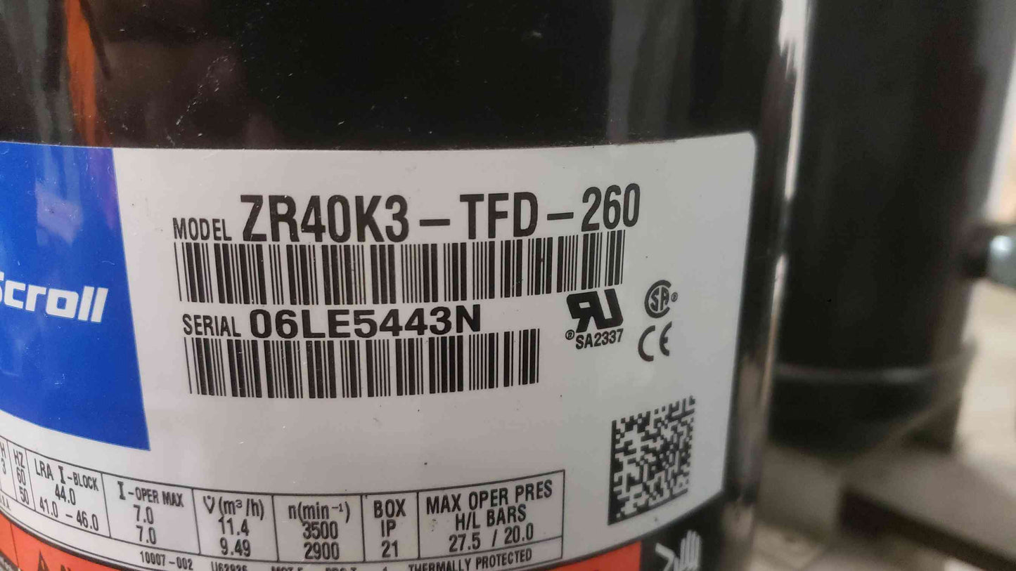Copeland Scroll Compressor ZR40K3-TFD-260 | 3.3 Ton | 460V 3PH (SKU: 112823)