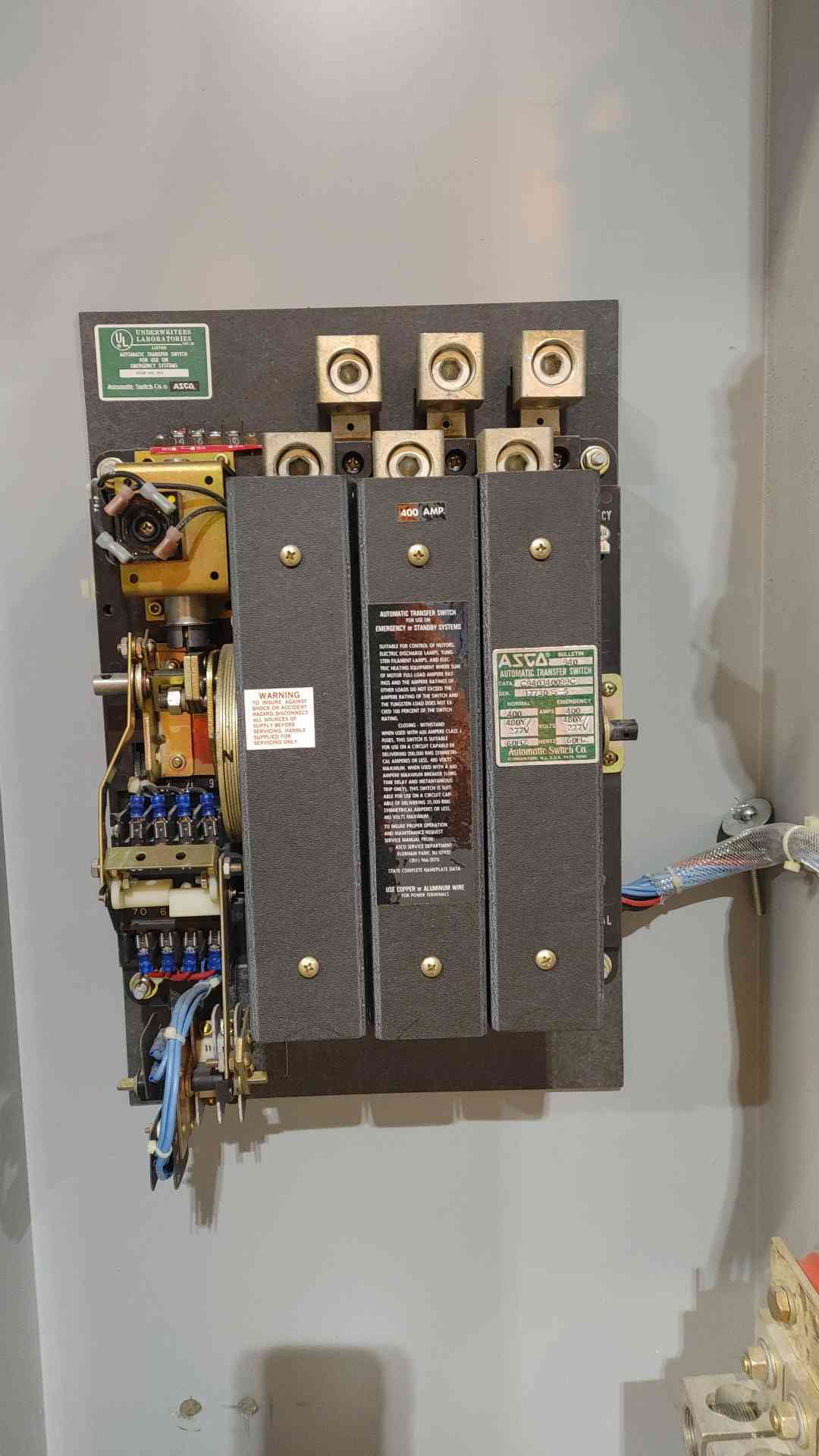 ASCO 400A 480V 3PH Automatic Transfer Switch ATS Bulletin 940 C940340099C