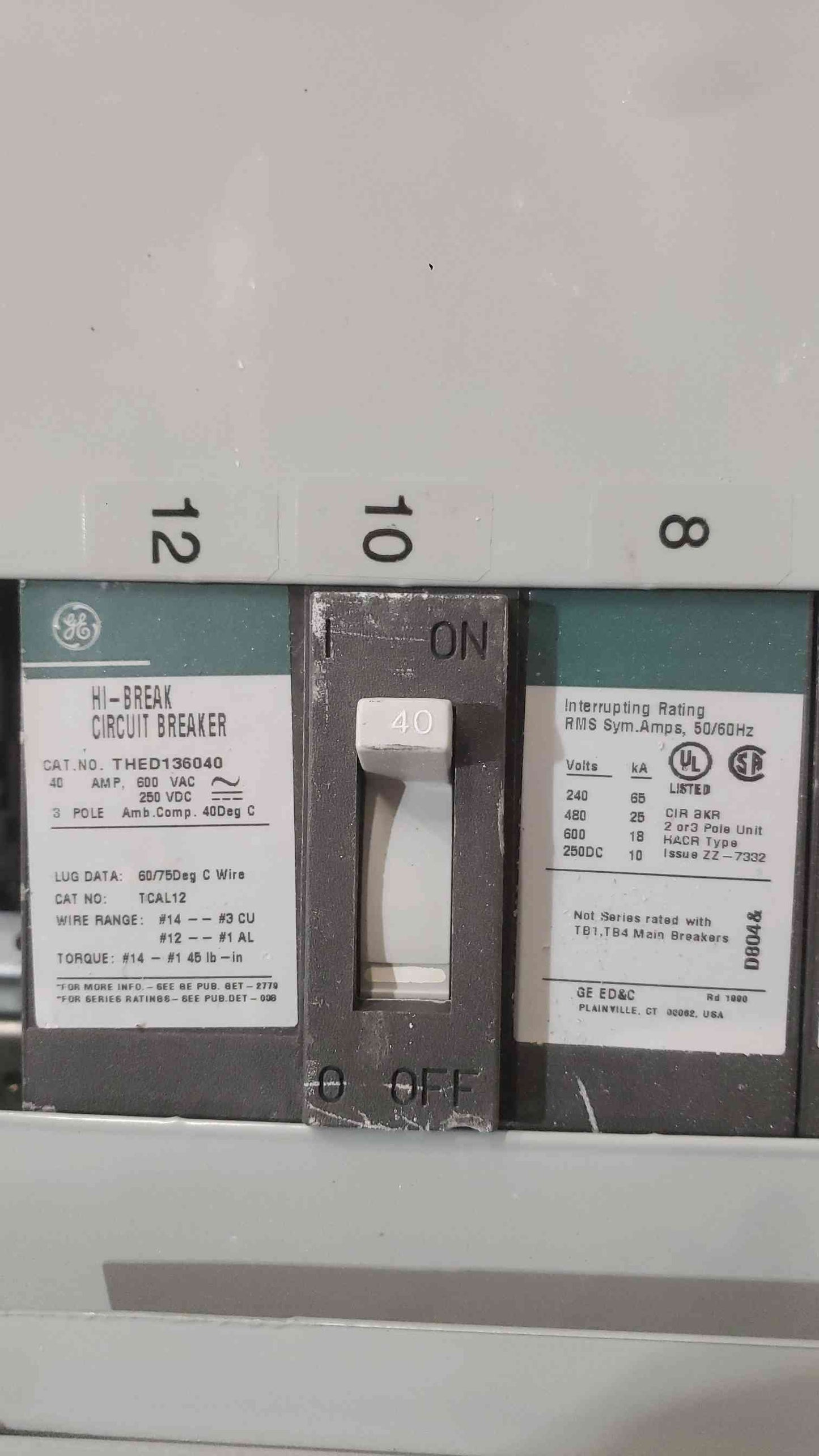GE A-Series II Panelboard 400A 480V 3PH 3W ADF3424KTX with THED Circuit Breakers (SKU: 112856)
