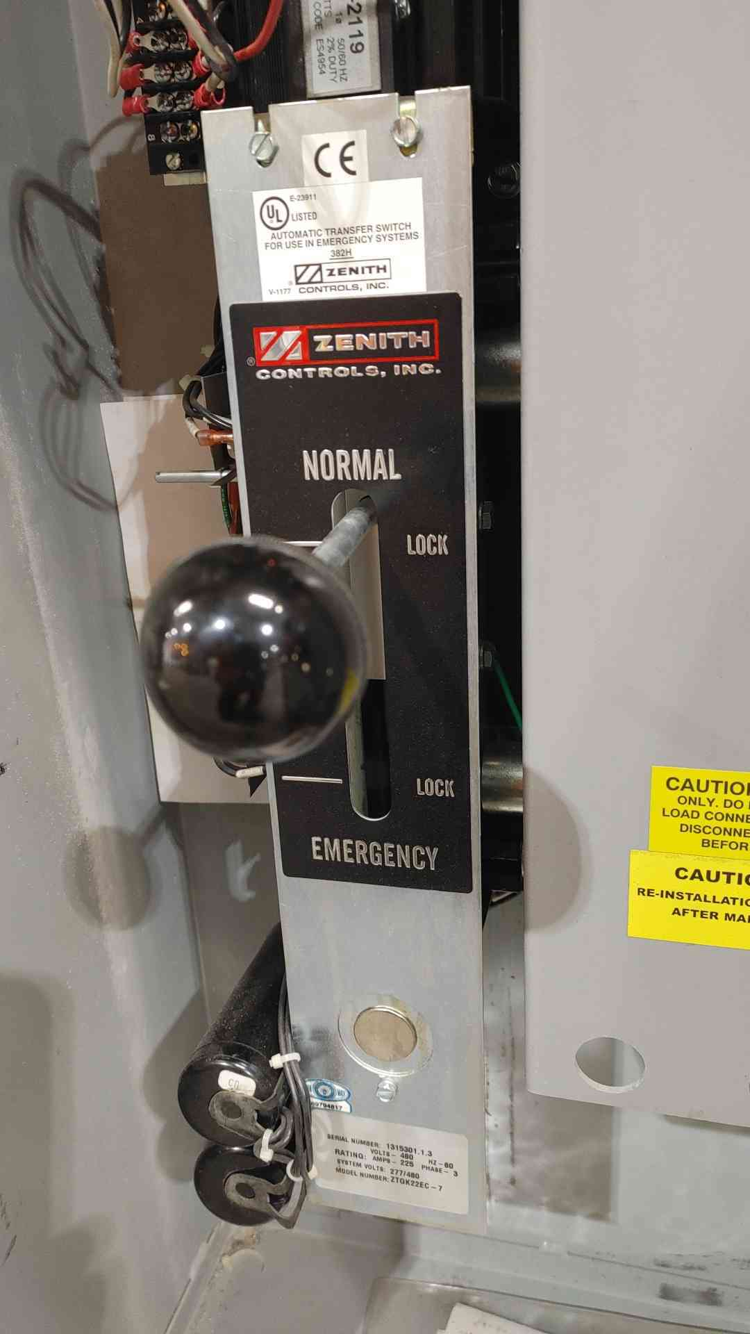 GE Zenith ZTG Series 225A 480V 3PH Automatic Transfer Switch ATS ZTGK22EC-7(SKU: 112948)