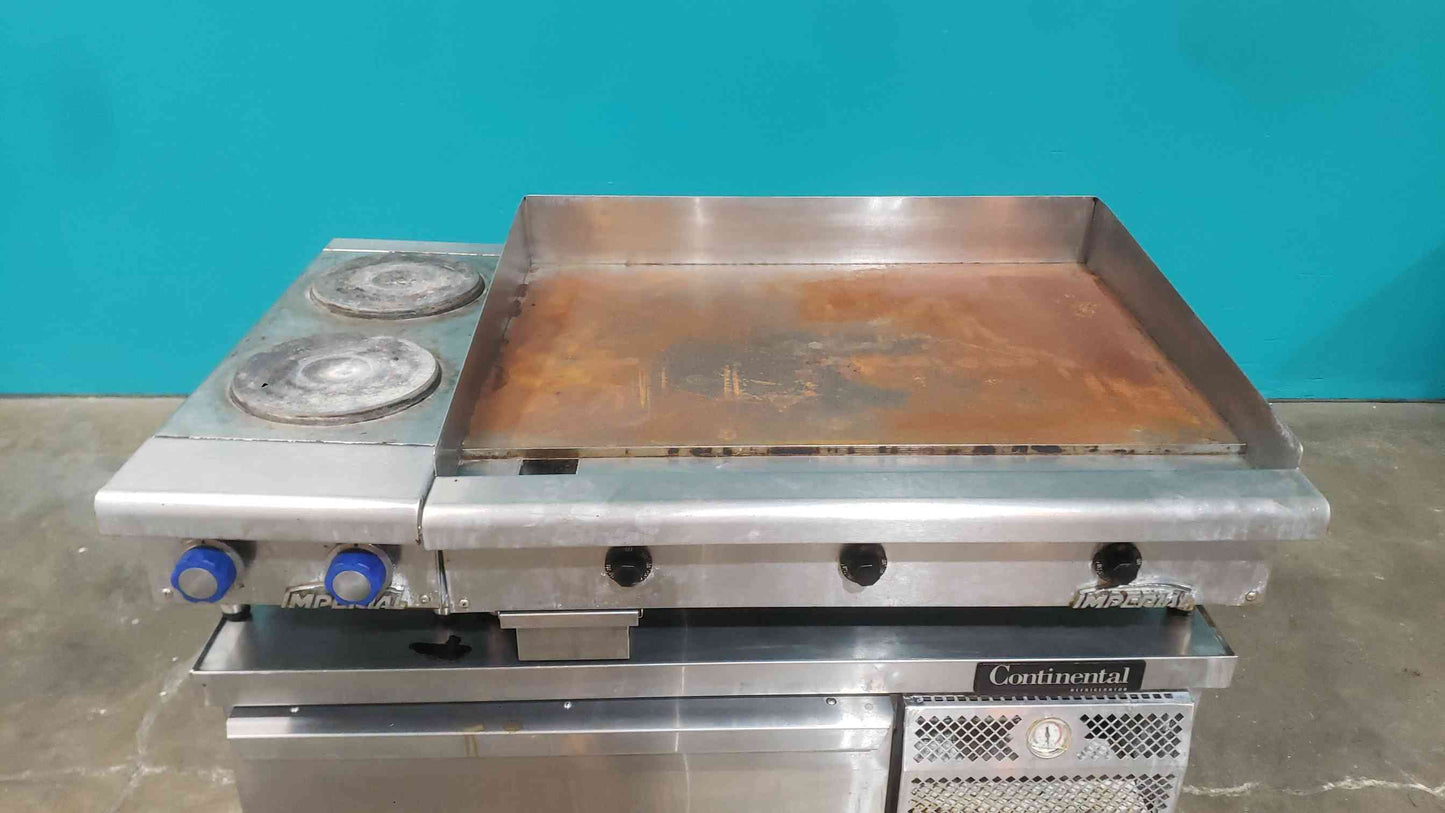 Imperial 36" Electric Griddle with 2-Burner Hot Plate & Continental 48" 2-Drawer Refrigerated Chef Base Combo (SKU: 113026)