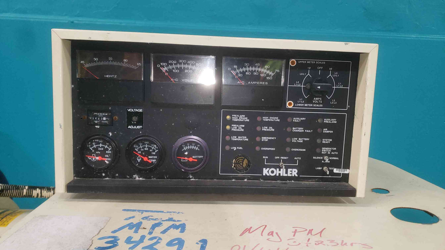 33KW Kohler 33RZ262 Multi-Phase NG/LP 3442.7 Hrs. TESTED (SKU: 113049)