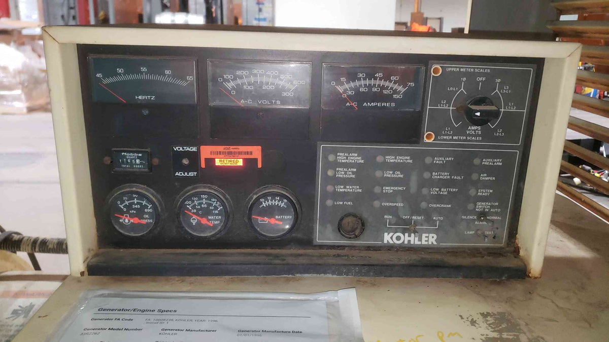 KOHLER 33KW 33RZ262 120/240 99A Multi-Phase Nat. Gas 1165.3 Hrs. TESTED (SKU: 113340)
