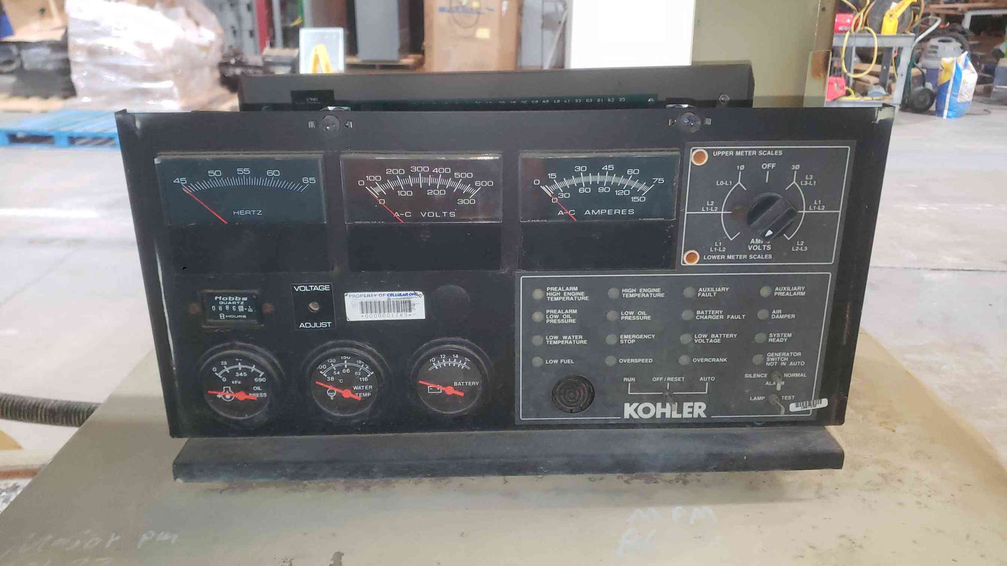 AS-IS 33KW KOHLER Generator 33RZ282 120/240 99A MULTI-PHASE LP/NG 886.6 Hrs. (SKU: 113356)