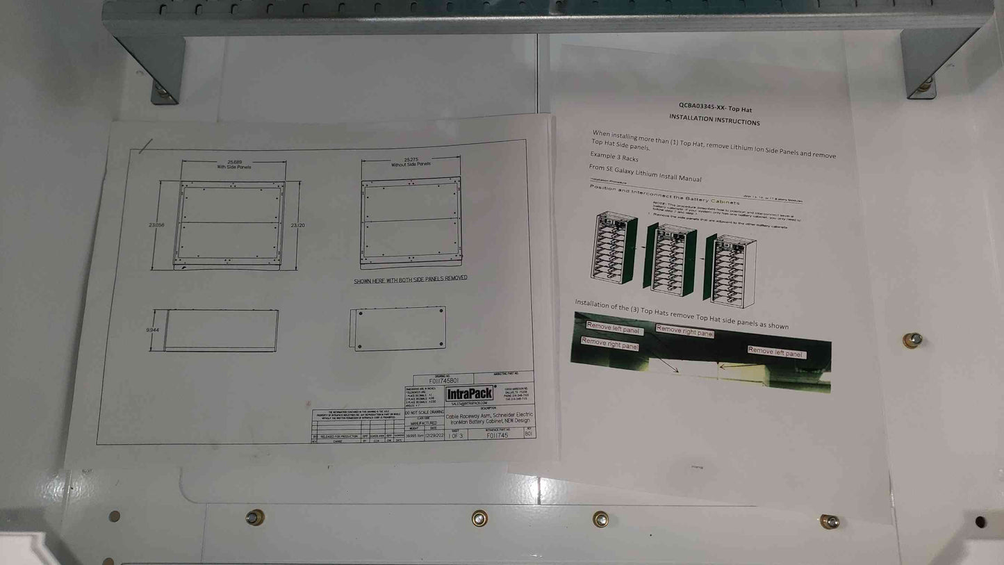 Schneider Electric IntraPack QCBA03345 IronMan Battery Cabinet Top Hat Cable Asm (SKU: 113572)