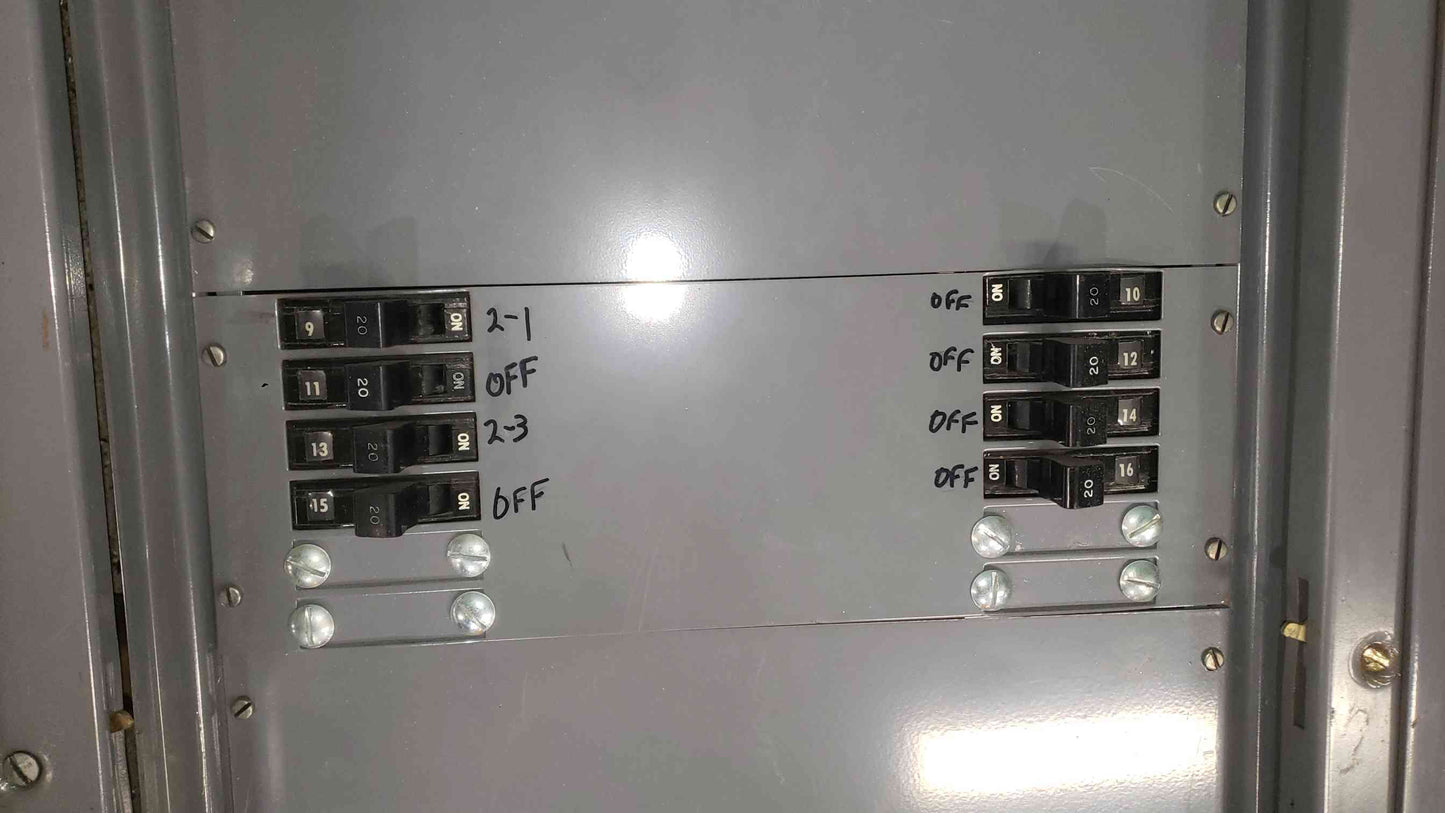 Square D NY1B 100A 277/480V 3 Phase Panelboard 16x 20A Single Pole Breakers 100 Amp