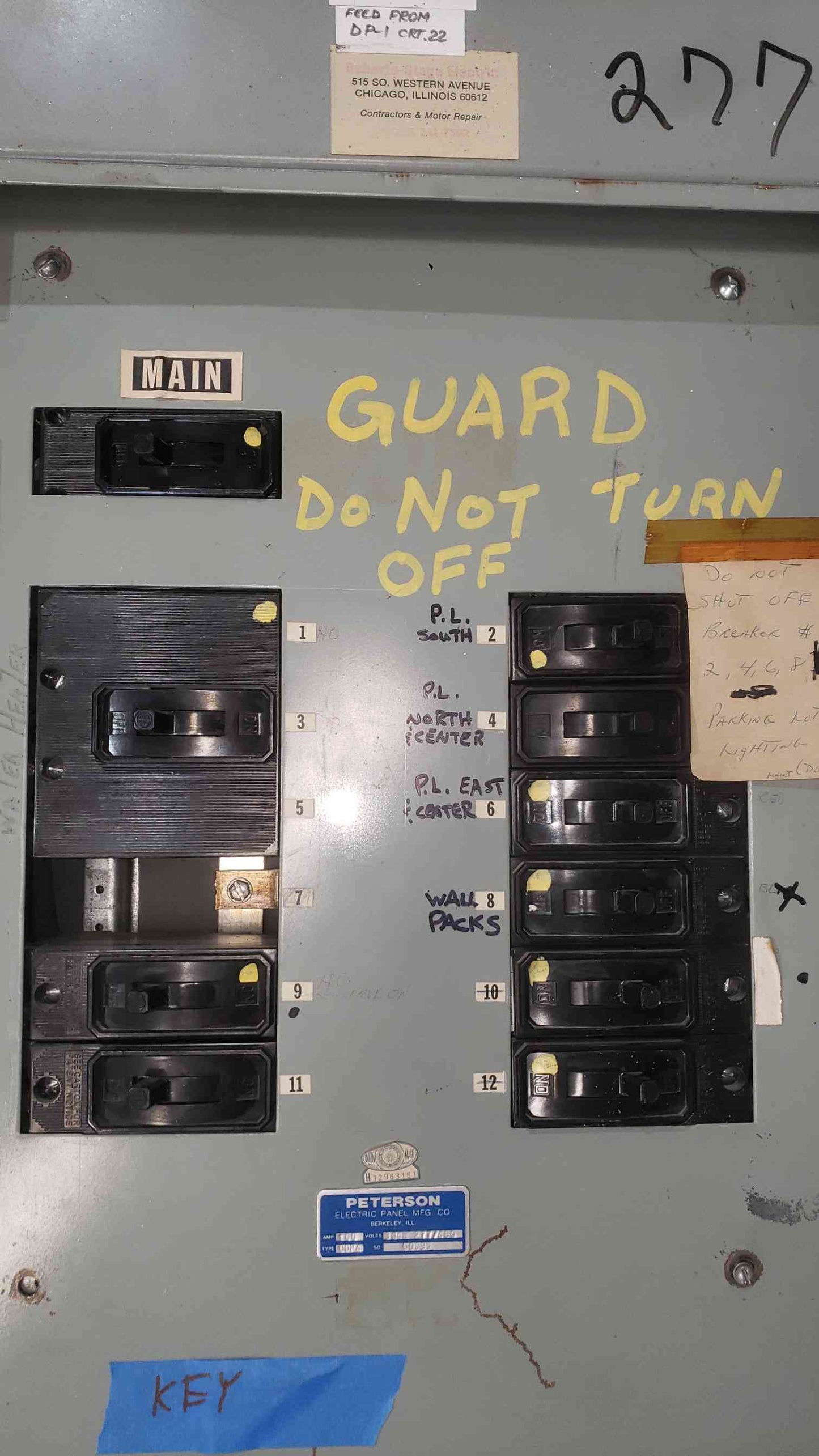 Peterson 100A 277/480V 3 Phase Panelboard Siemens 100A 1-Pole 15A 3-Pole Breakers