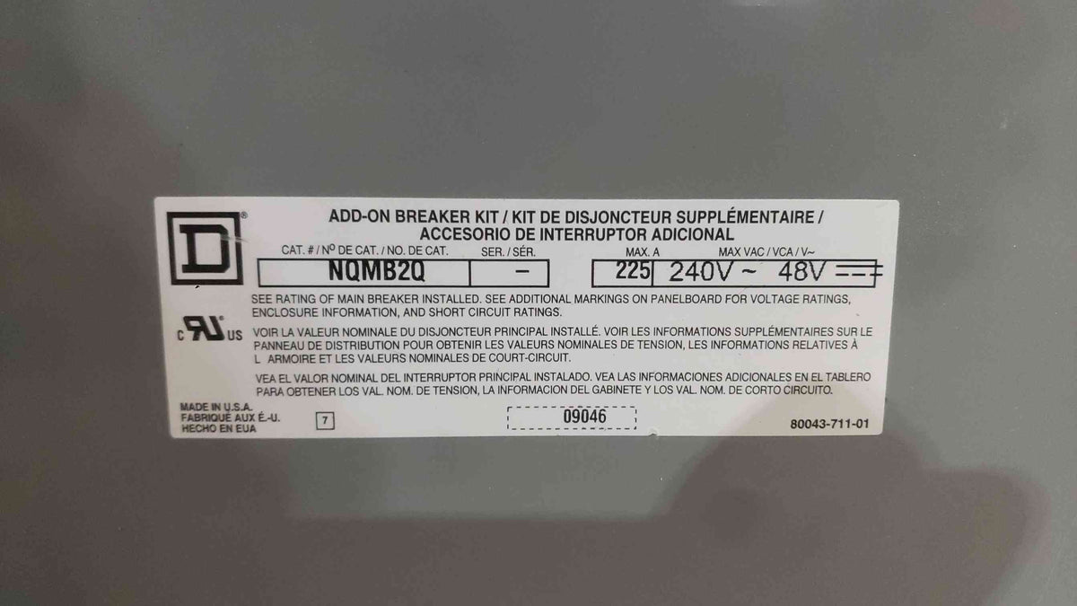 Square D NQ 3 Phase Panelboard 225A Max 200A Main 30A 15A 3-Pole QOB NQ442L2C 208V