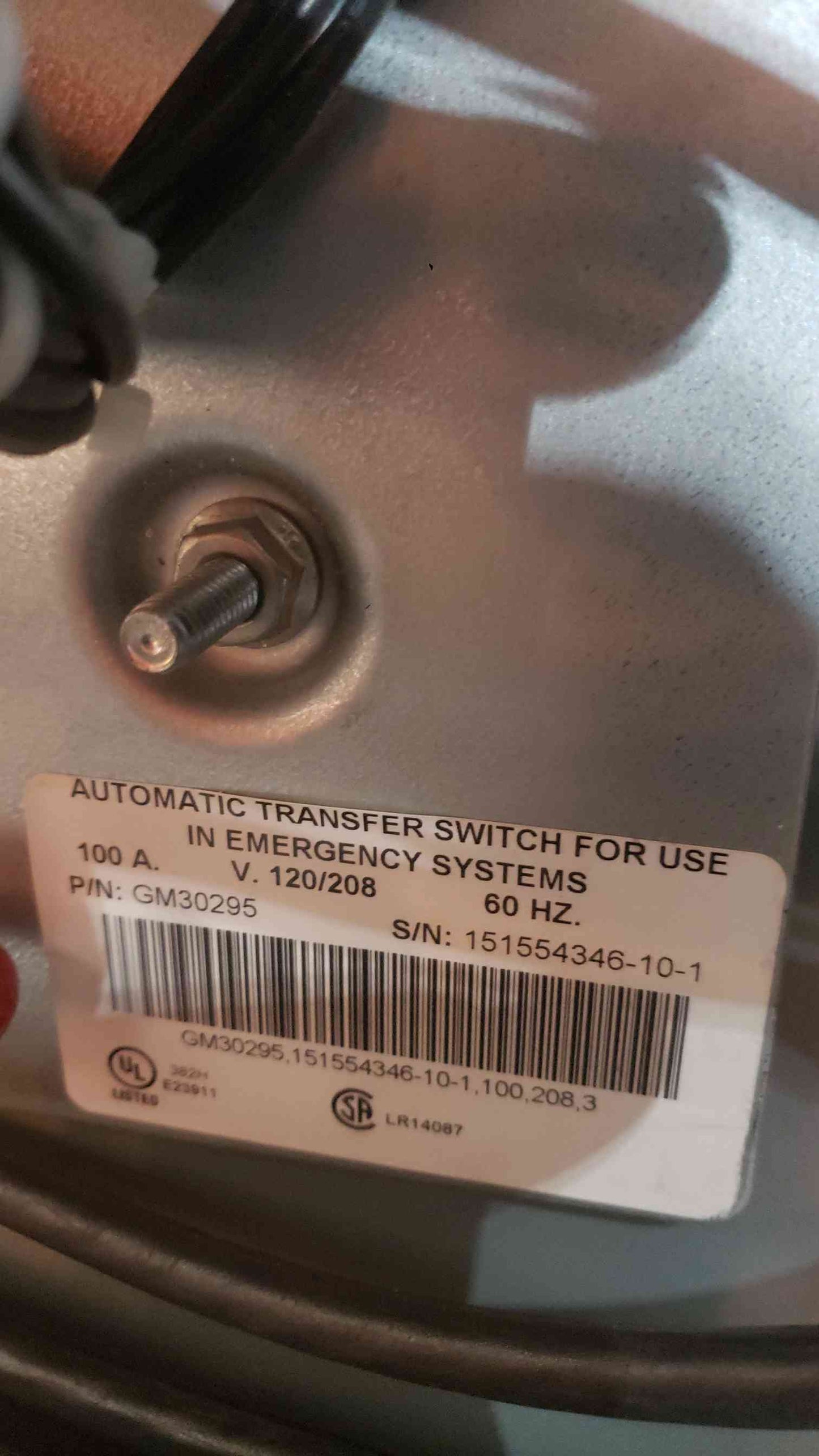 Kohler GM30295 Decision-Maker MPAC 1200 Automatic Transfer Switch ATS 100A 208V
