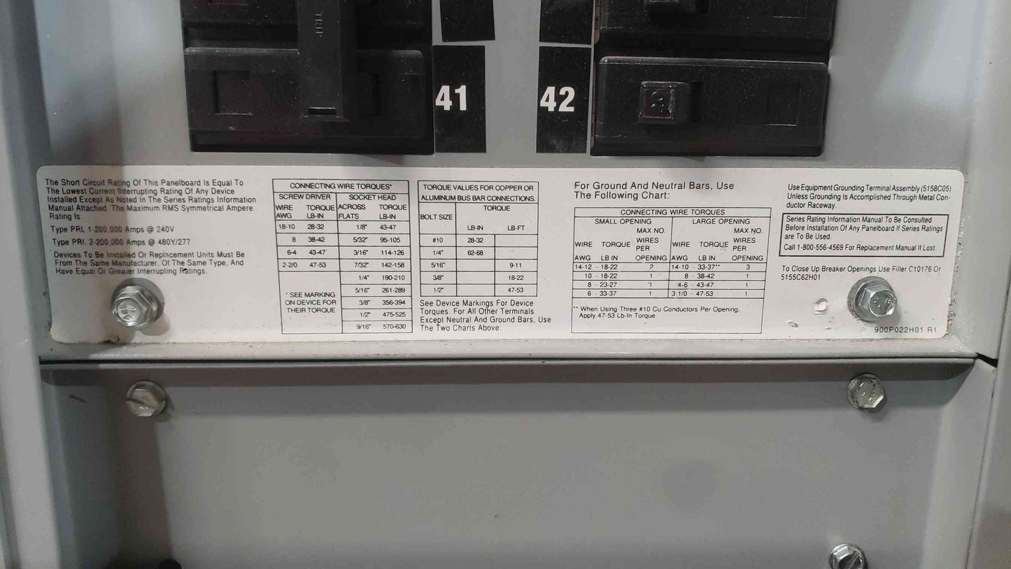 Challenger PowerMaster PM1 150A 208Y/120V 3 Phase Panelboard Loaded CH Breakers
