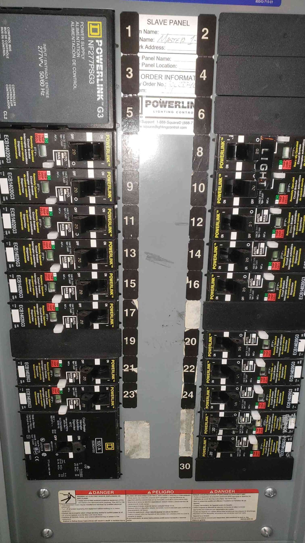 Square D Powerlink G3 NF Panelboard 125A 480Y/277V 18x ECB14020G3 100A EDB34100