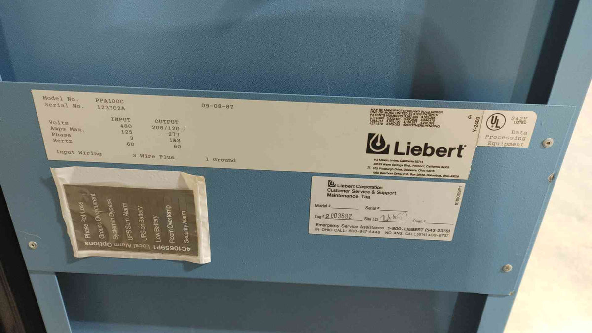 Liebert PPA100C 100kVA Precision Power Center PDU 480V To 208Y/120V 3 Phase Cabinet