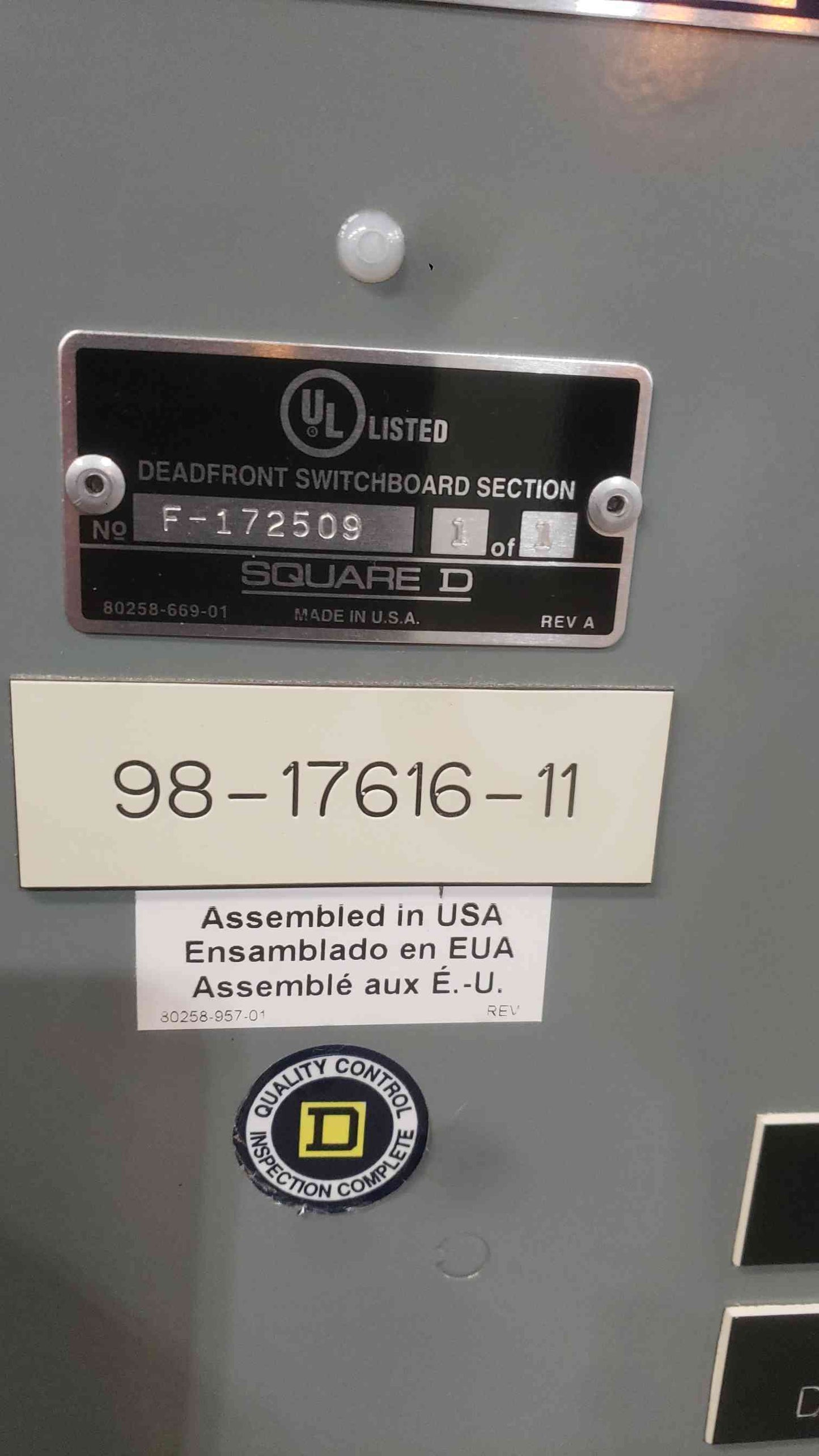 Square D QED 2000A 500VDC Switchboard Battery Disconnect Cabinet GFM600 Breaker