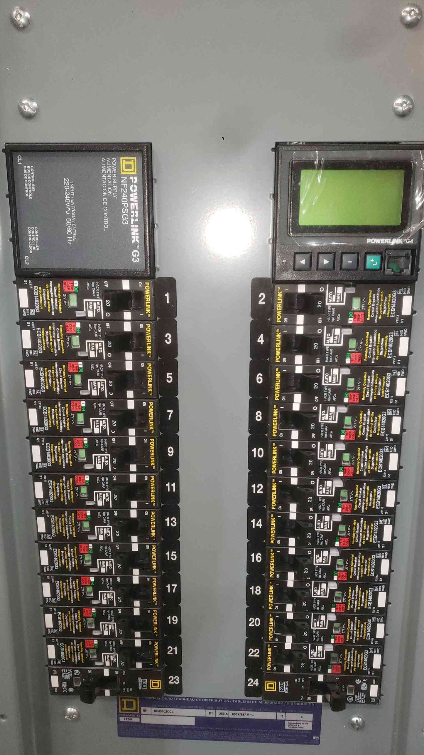 Square D PowerLink Panel NF430L2CCL 250A G4 Controller 24 Bkrs No Cover