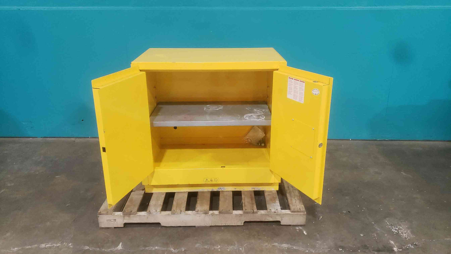 Uline H-4177M-Y Flammable Liquid Safety Storage Cabinet 22 Gallon Undercounter