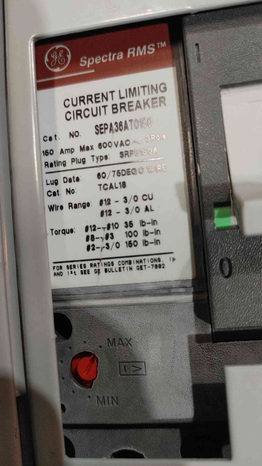 GE Spectra Series 800A Main Distribution Panelboard 600V 3 Phase Loaded Breakers