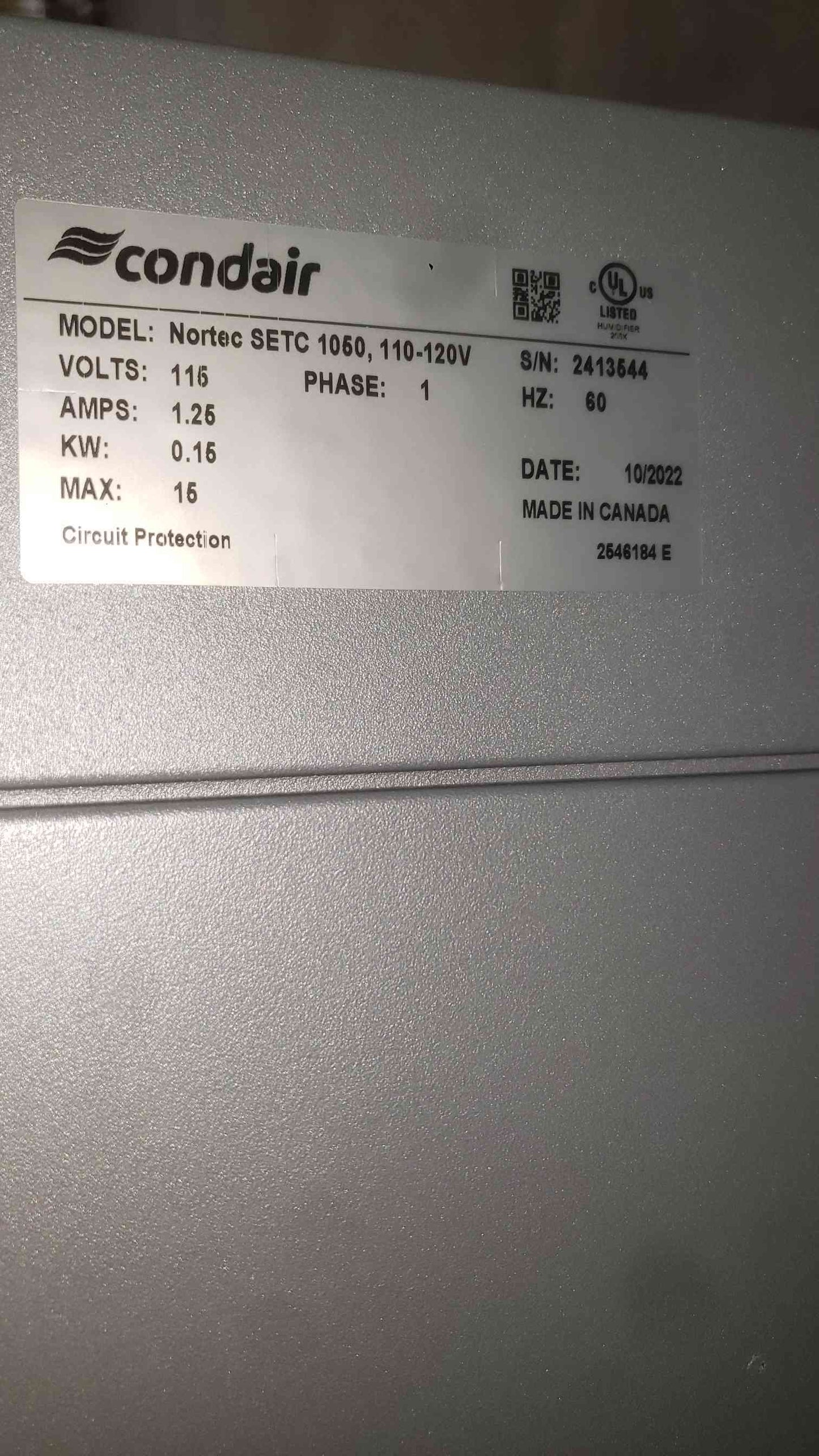 Condair Nortec SETC 1050 Steam Exchange Humidifier Nortec SE 115V 3-Phase New
