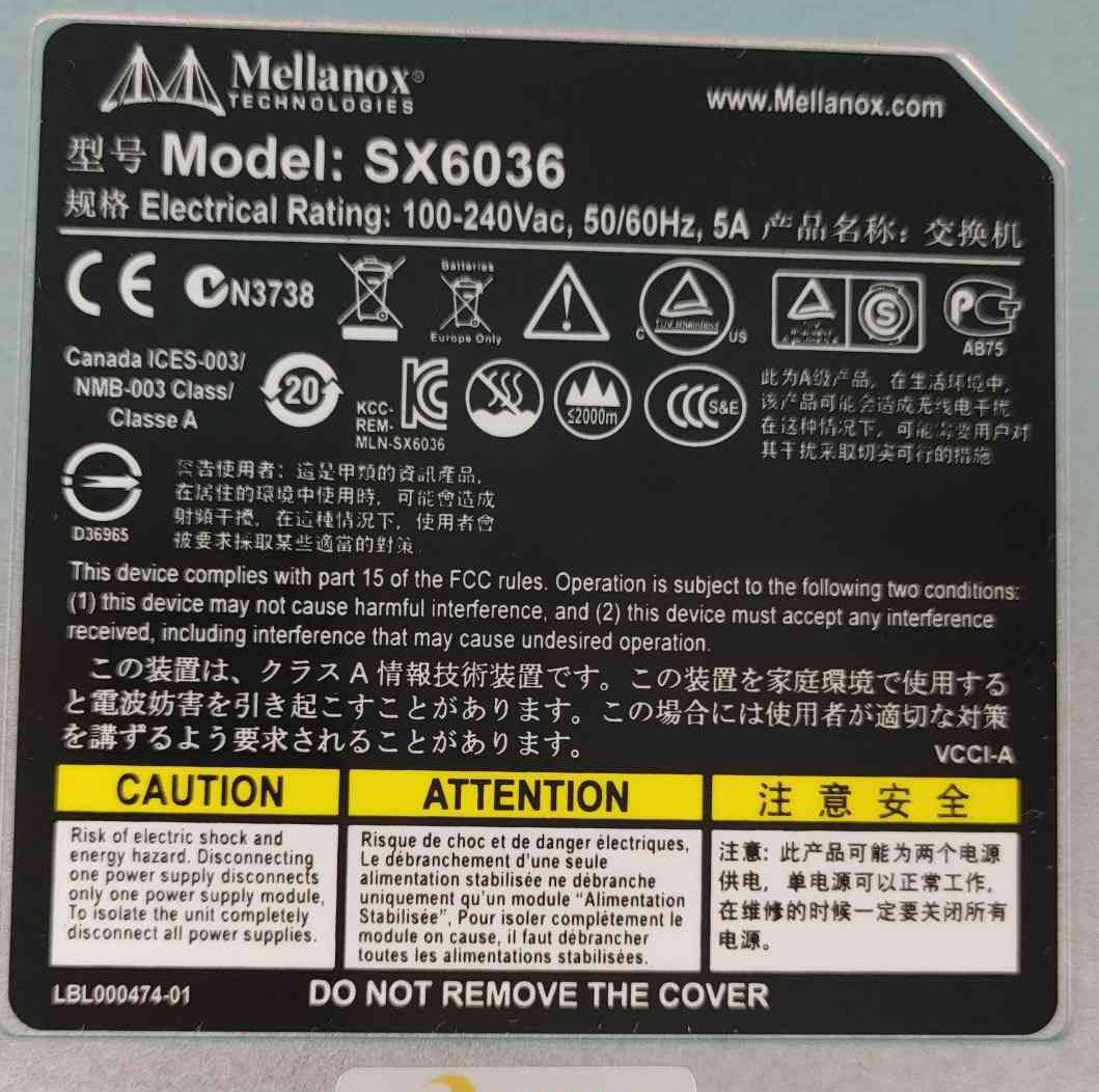 Mellanox SX6036 36 Port 56Gb FDR QSFP Managed InfiniBand Switch MSX6036 1U