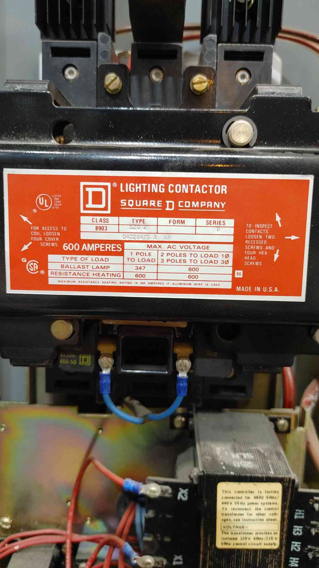 Square D 8903 SZO2 600A 600V 3-Pole Electrically Held Lighting Contactor Enclosed