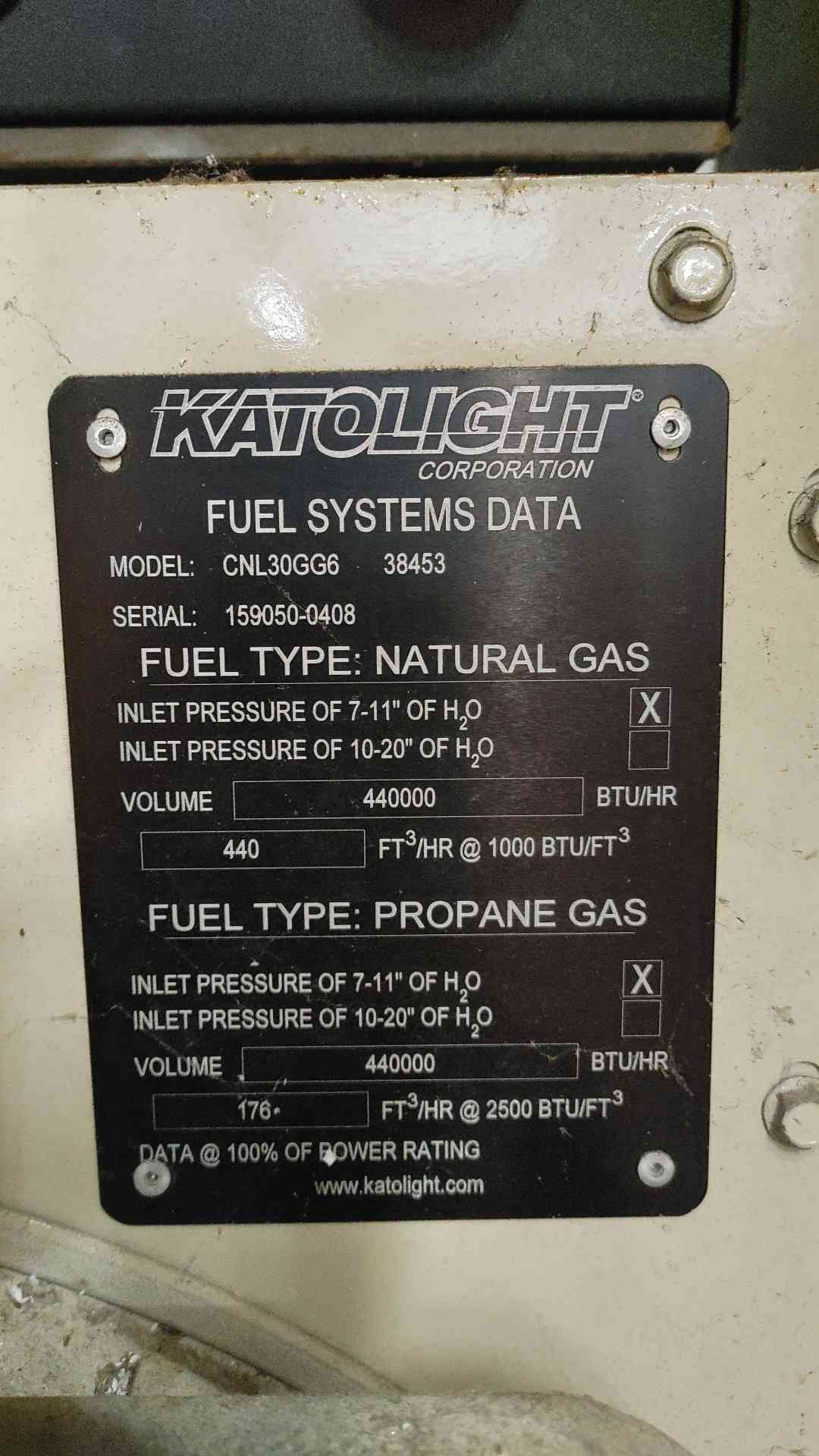 Katolight 30kW Natural Gas LP Generator CNL30GG6 GM 4.3L 120/240V 280 Hrs Sound