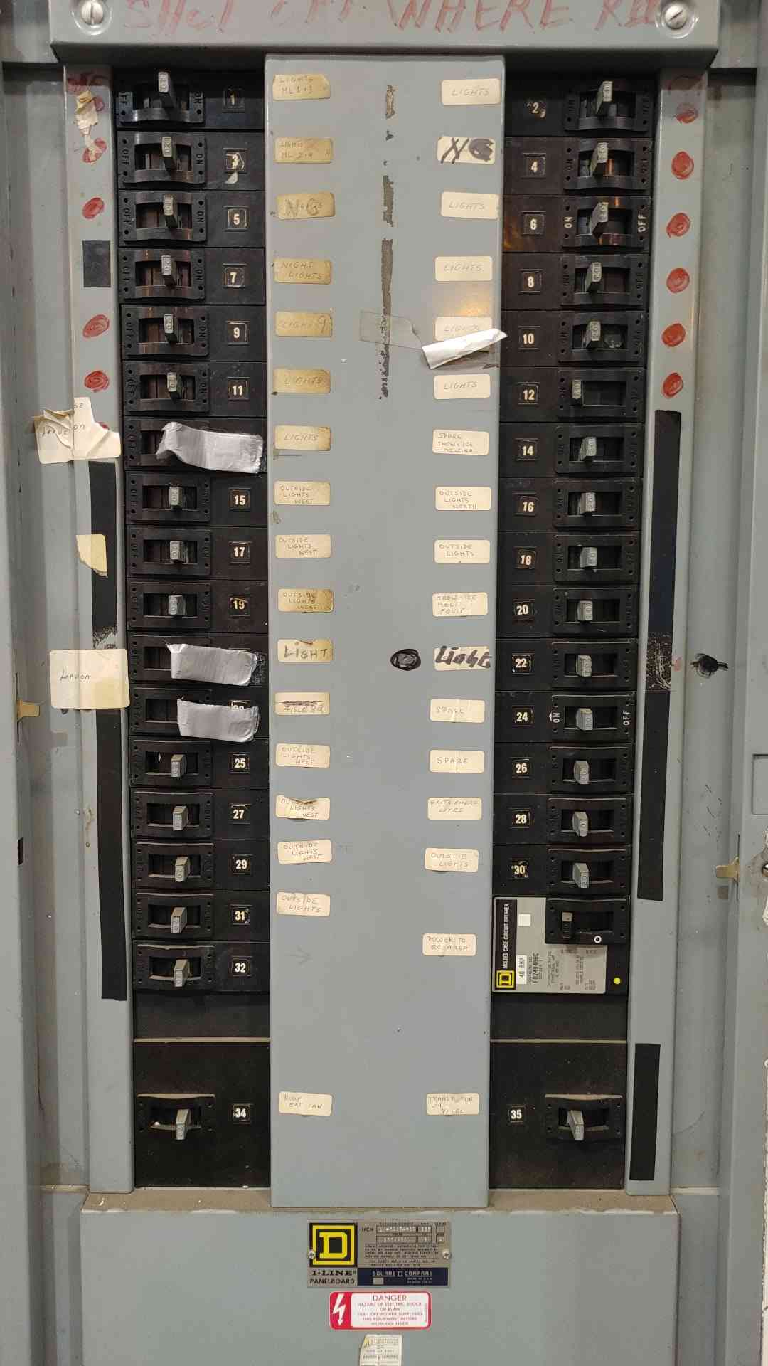 Square D HCN I-Line Panelboard 225A 277/480V 3PH 4W Loaded With Breakers Panel