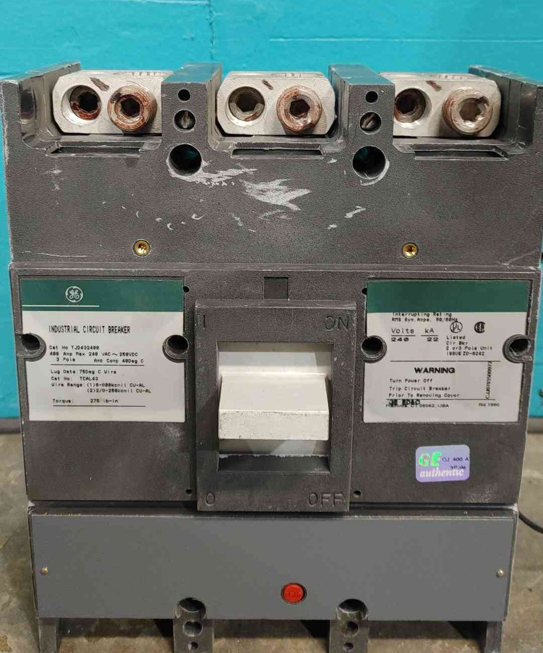 GE TJD432400 400A 3 Pole 240V Circuit Breaker TJD 400 Amp Molded Case TJD432