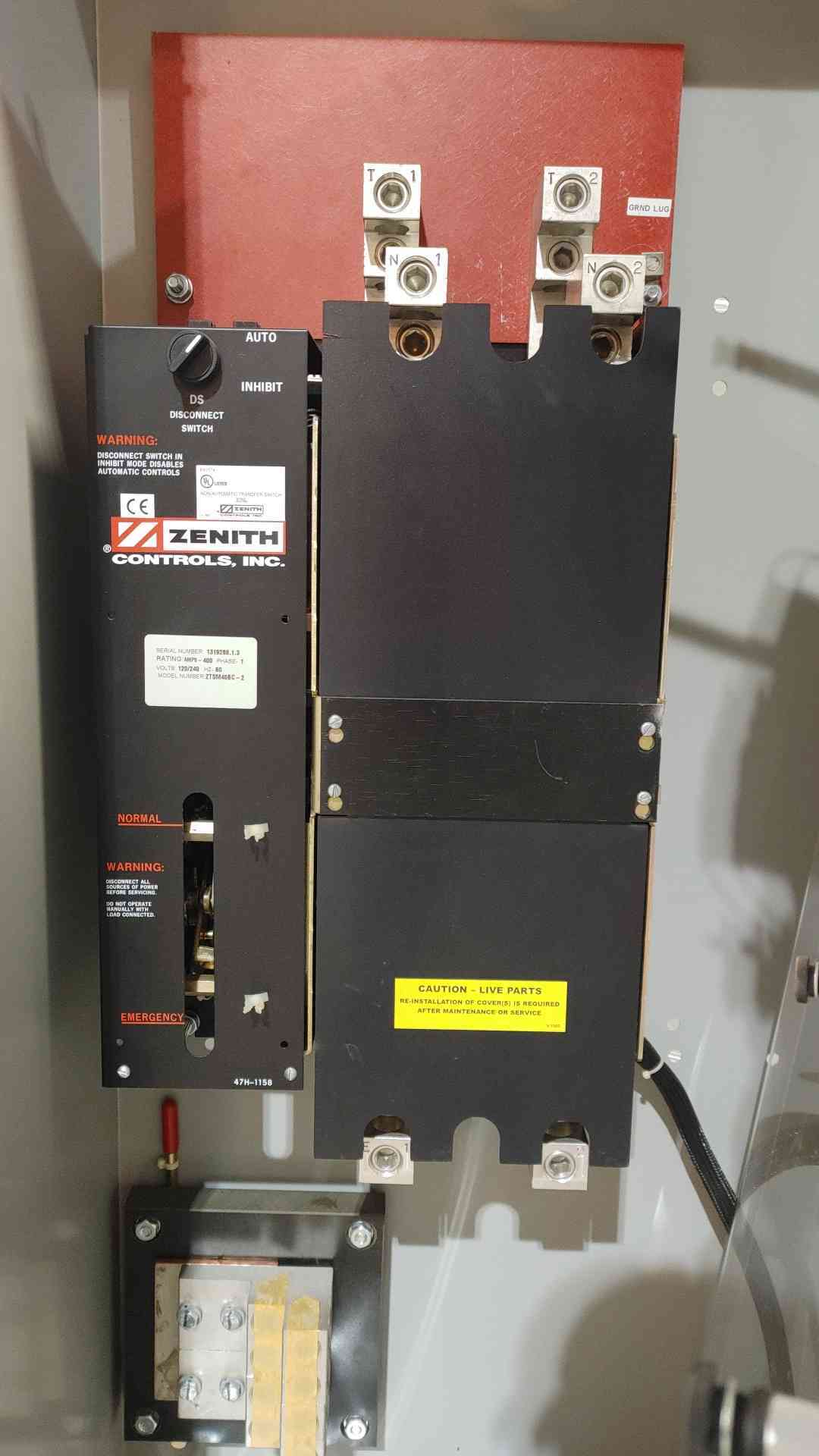 Zenith Controls 400A Automatic Transfer Switch ATS NEMA 1 480V 600V Emergency