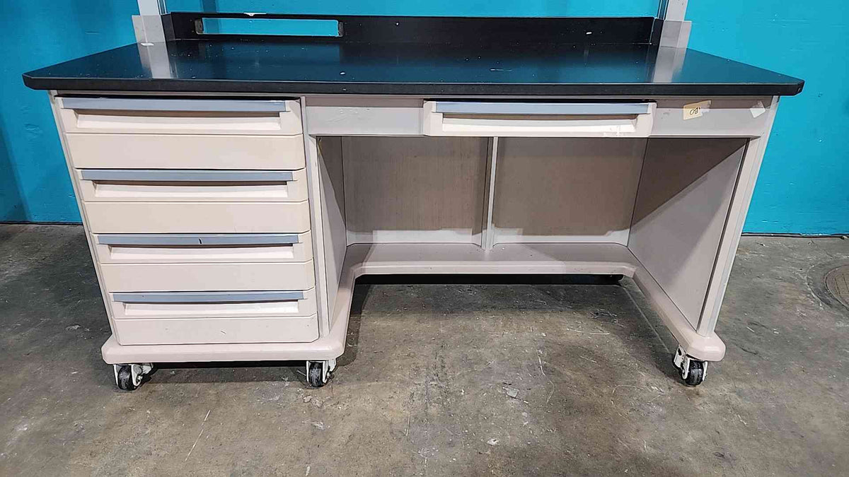 Rolling 63" Lab Desk/Table W/ Shelf & Drawers (SKU: 115250)