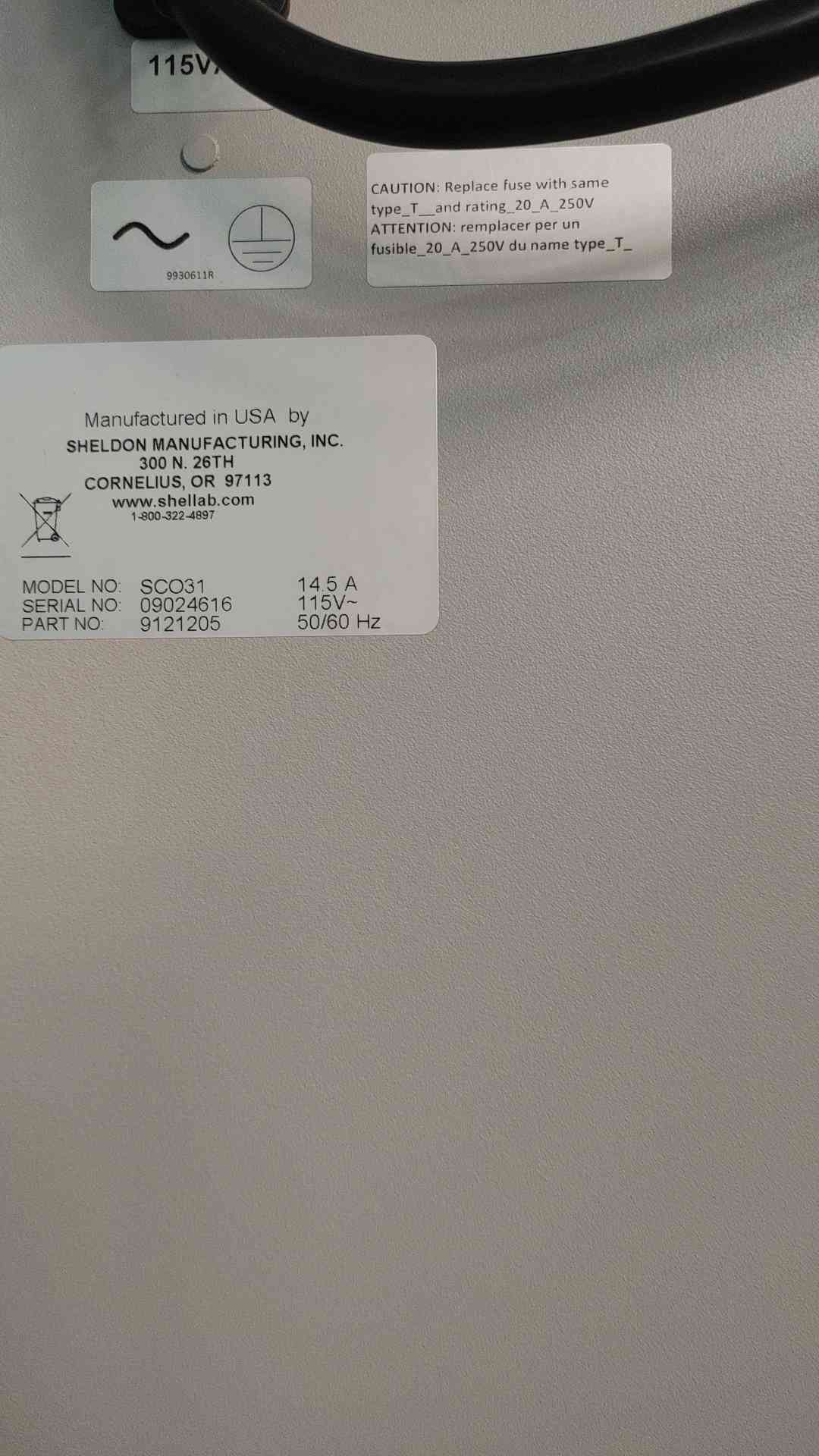 Shel Lab SCO31 Large Reach In CO2 Incubator 30 Cu Ft Stainless Chamber 115V