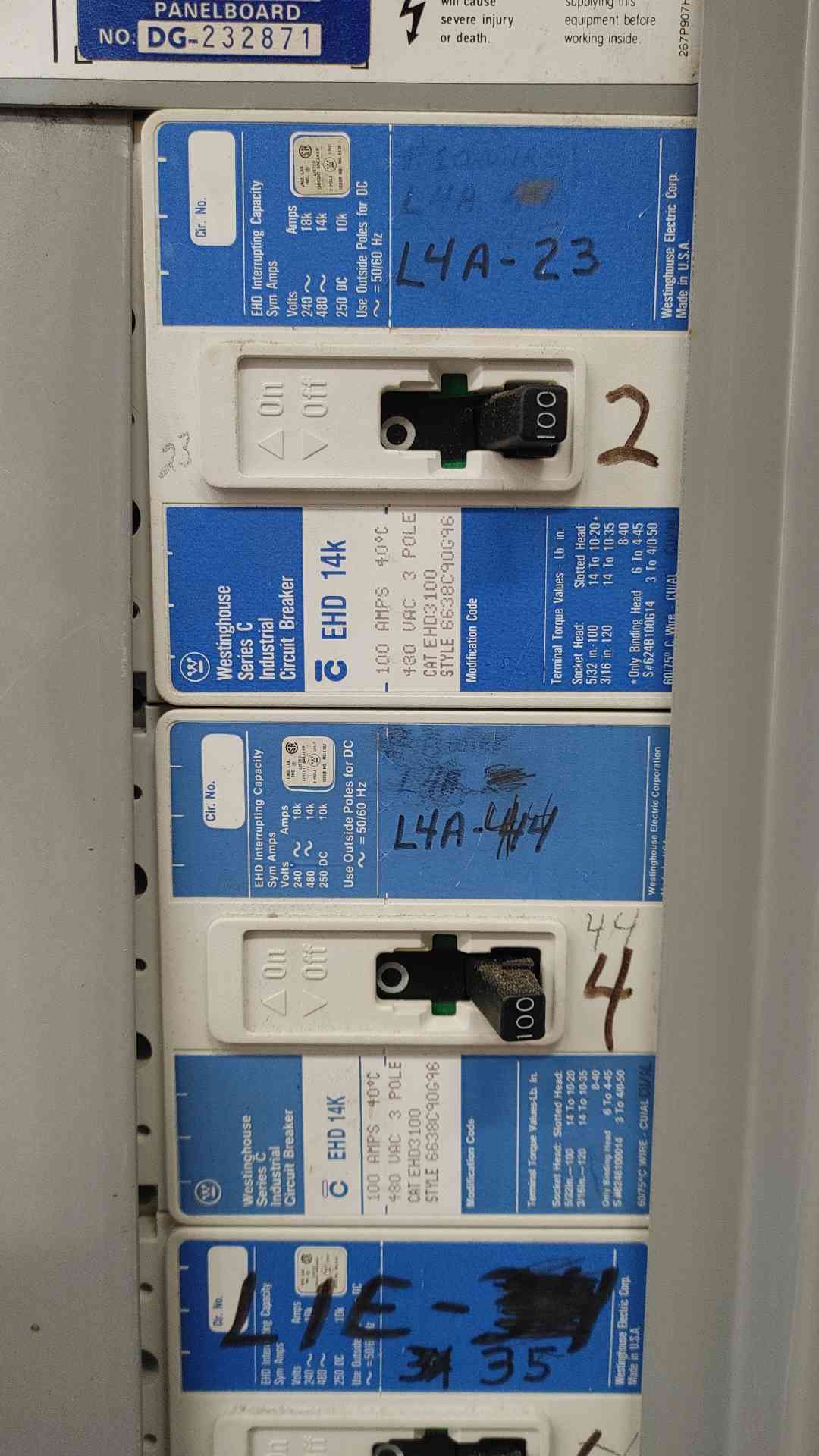 Westinghouse Pow-R-Line PRL-3 Panelboard 250A 480/277V 3PH Loaded W/ Breakers