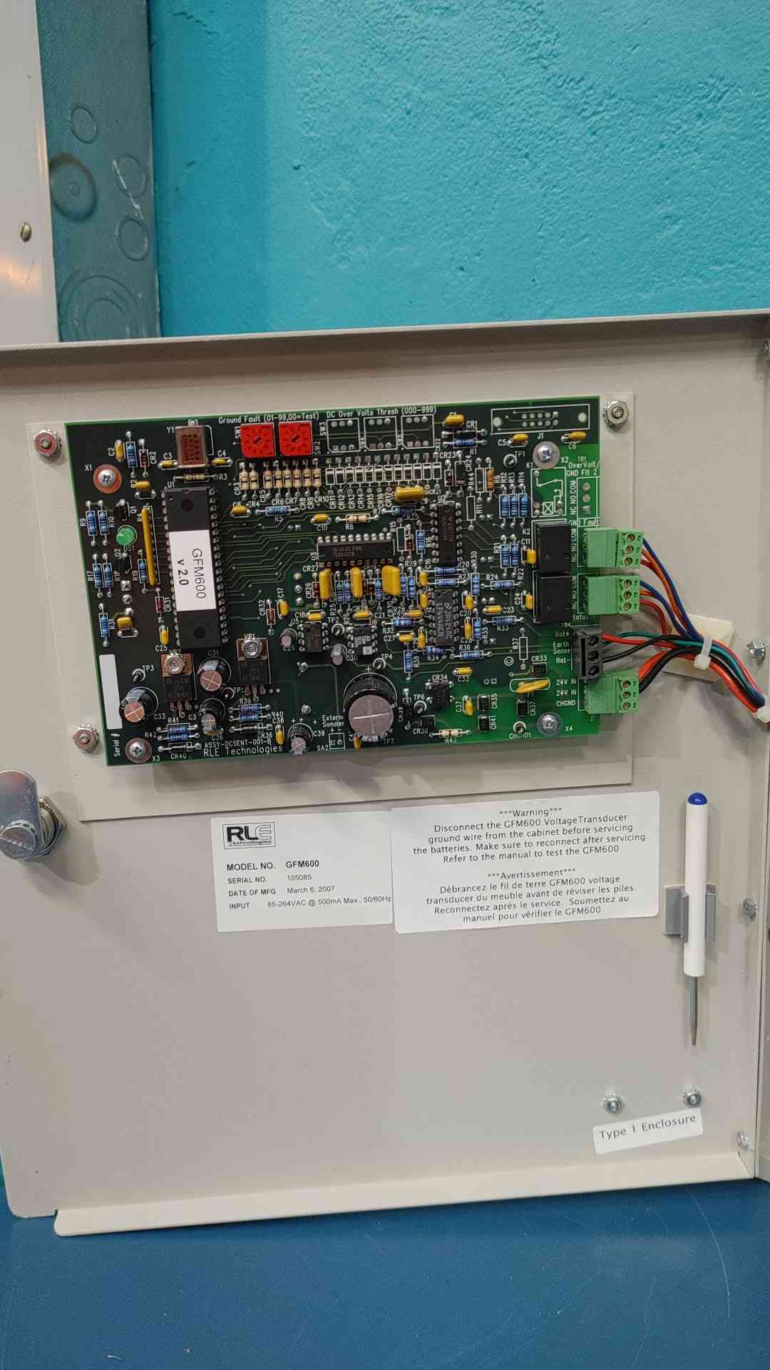 RLE Technologies GFM600 Ground Fault Monitoring Panel 85-264VAC 0-600VDC Battery