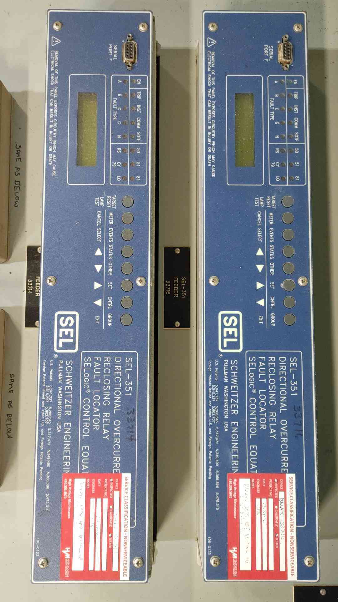 SEL-351 Dual Schweitzer Protection Relay Substation Panel Powercon Box SEL 351