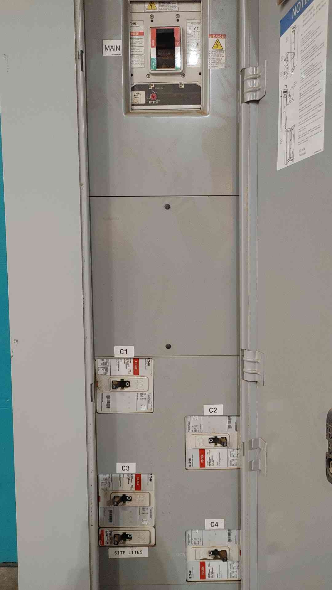 Eaton PRL3a 600A Panelboard 480Y/277V 3Ph w/ 600A Main + (4) 150A 3P & 20A Breakers