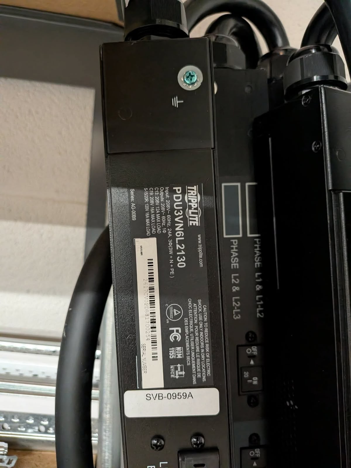 Tripp Lite PDU3VN6L2130 3-Phase Monitored 0U Rack PDU 208V 24A L21-30P C13 C19