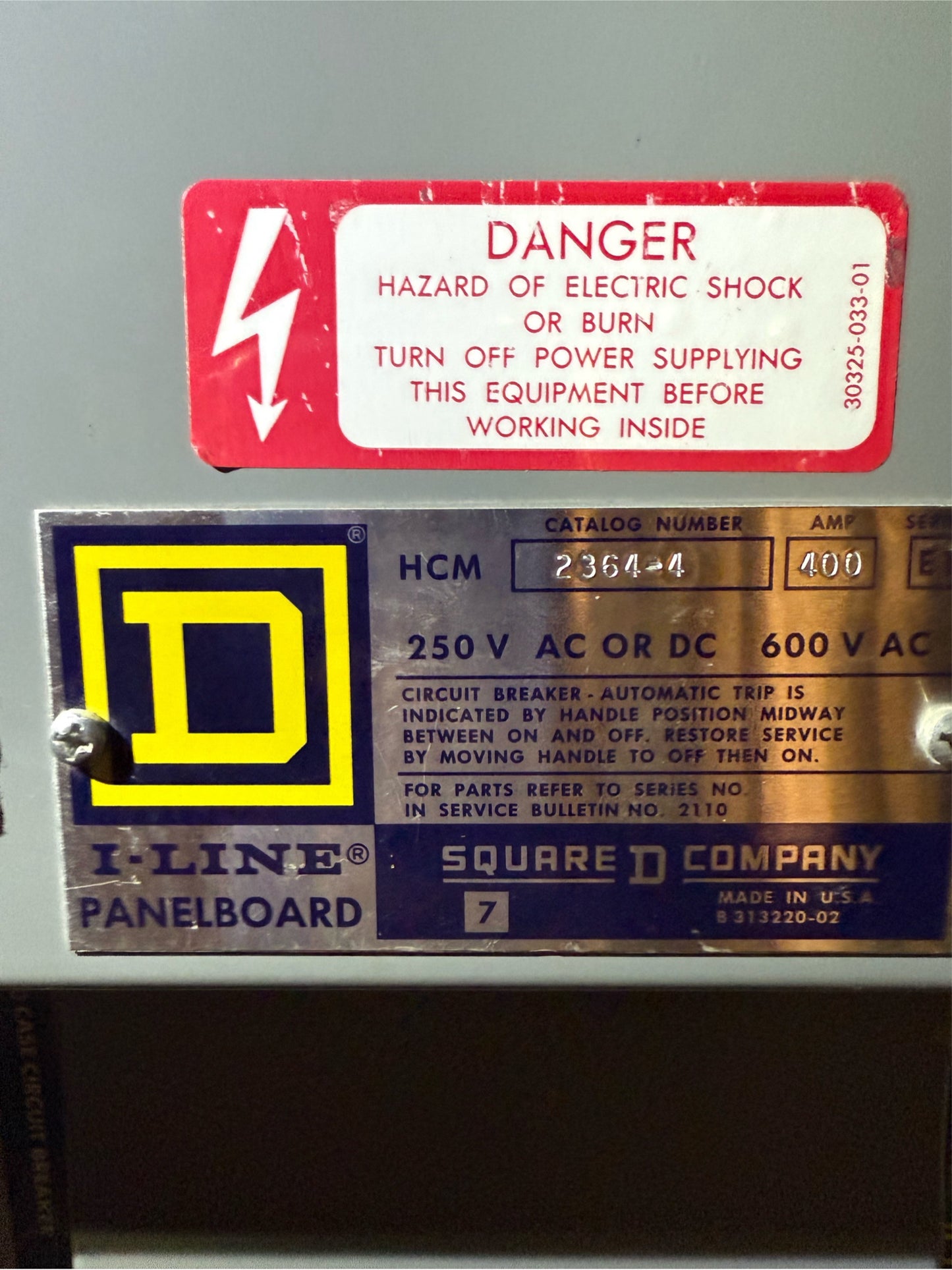 Square D I-LINE Panelboard 400A 480V 3PH 6 Breakers (SKU: 110074)