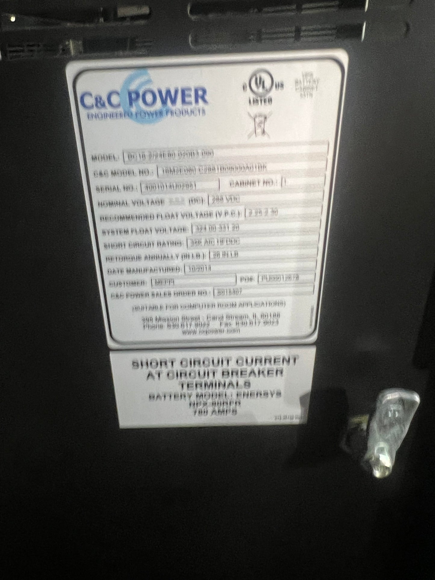 Mitsubishi 20kVA UPS UP1133A 208V 3 Phase Power System C&C Battery Bypass Cabinet