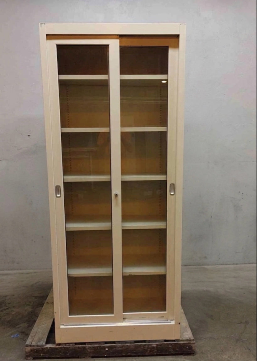 7ft Heavy-Duty Industrial Laboratory Casework Cabinet - Sliding Glass Doors