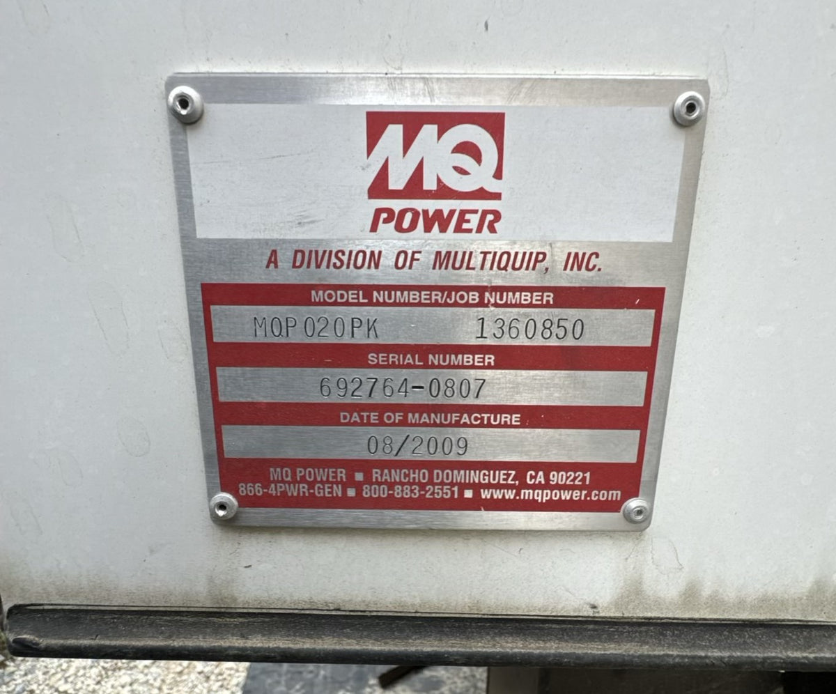 MQ Power MQP020PK 20 kW Diesel Generator Sound Enclosed Subbase Fuel Tank 2009