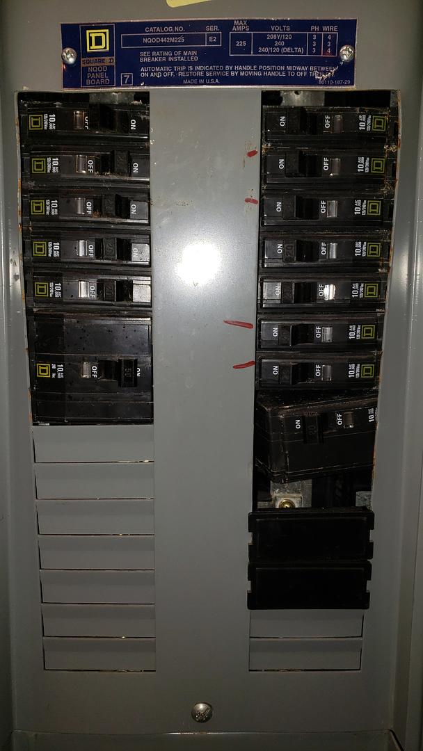 Square D NQOD 225A Complete Panelboard 240V 3PH Dual Main Feed Box Trim & Interior (S6LLST11848)