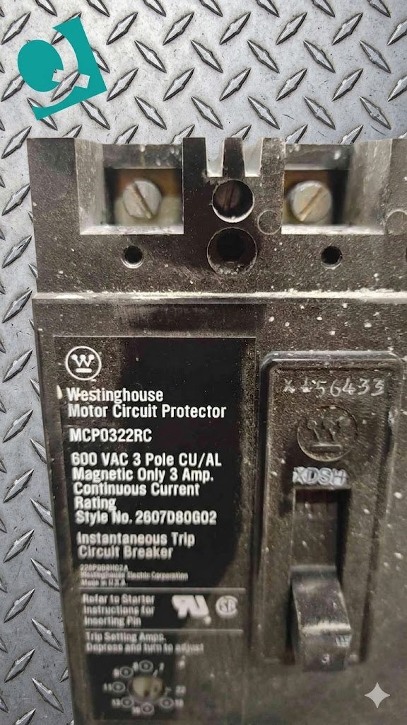 Westinghouse MCP0322RC 3-Pole Motor Circuit Protector - 600 VAC, 3 Amp (SKU: 109387)