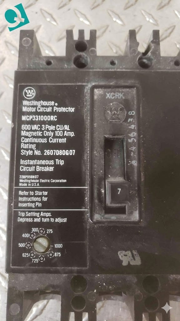 Westinghouse 7A 600VAC 3 Pole Breaker MCP331000RC (SKU: 109603)