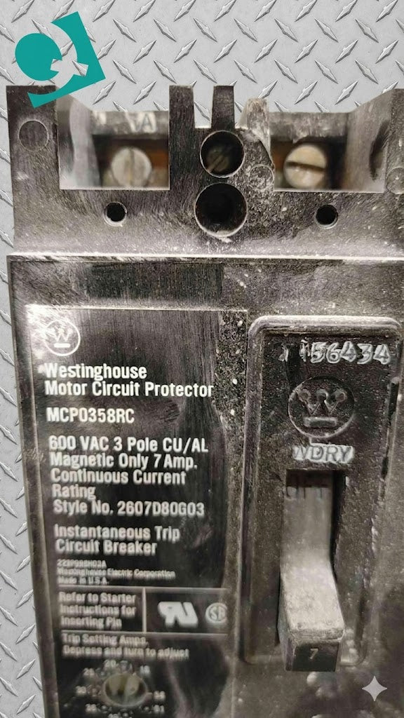 Westinghouse MCP0358RC 600V 3-Pole 7A Motor Circuit Protector - Adjustable Instantaneous Trip