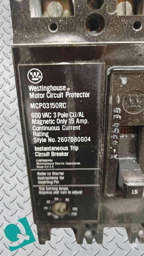 Westinghouse 3 Pole Circuit Breaker 15A 600VAC MCP03150RC (109394)