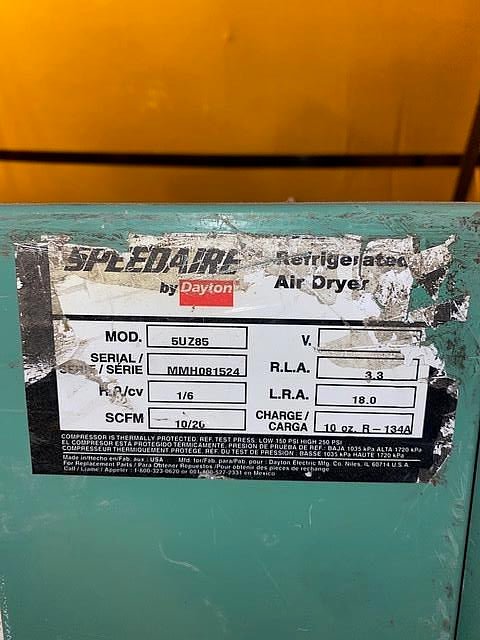 Dayton Speedaire Refrigerated Air Dryer 5UZ85 SCFM 10/20(S6LLST3519)