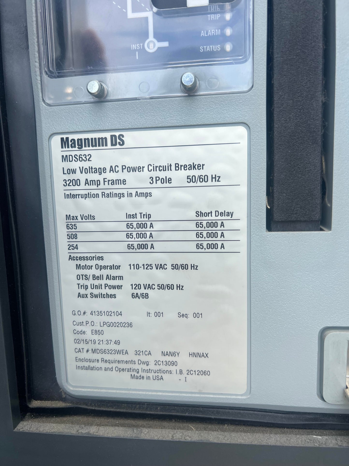 Eaton Magnum DS 3200A 480V LV Switchgear Outdoor 7 Section & Main