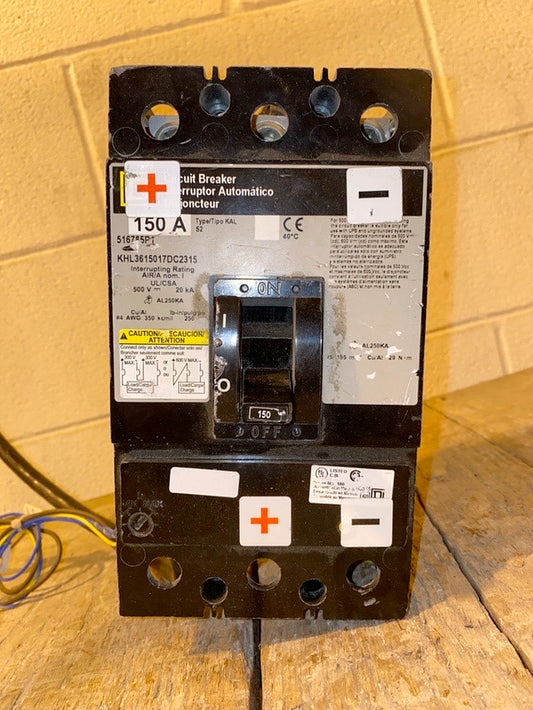 150A Square D KHL3615017DC2315 3 Pole DC Circuit Breaker(S6LLST1385)